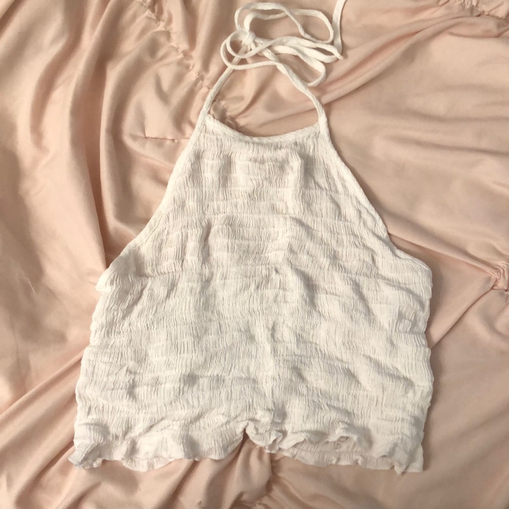 Pacsun LA hearts white smocked high neck top
